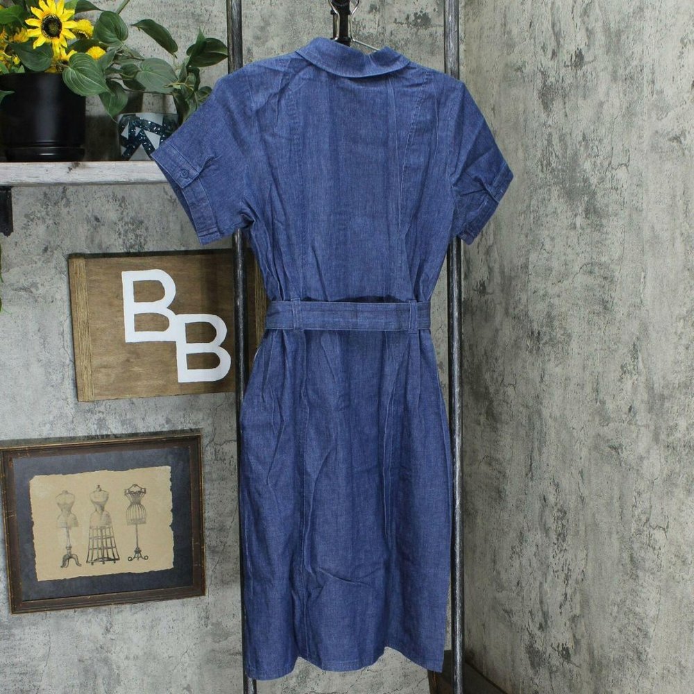 NWT Brooke Shields Denim Shirt Dress 4 Blue - Picture 5 of 7